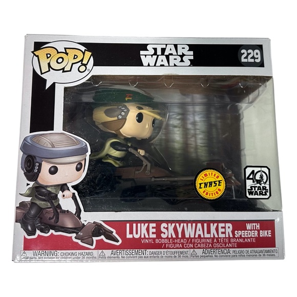 Funko Pop! Star Wars Luke Skywalker with Speeder Bike #229 Vinyl Figure CHASE - Picture 1 of 5